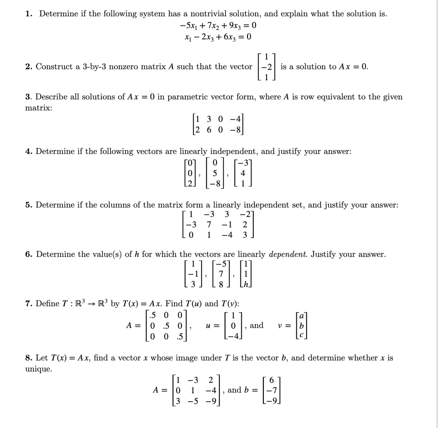 1. Determine if the following system has a
