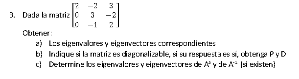 3. Dada la matriz 3 2 2 Obtener: a) Los
