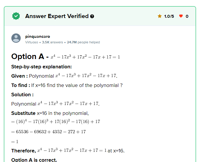 Answer Expert Verified * 1.0/5 pinquancaro