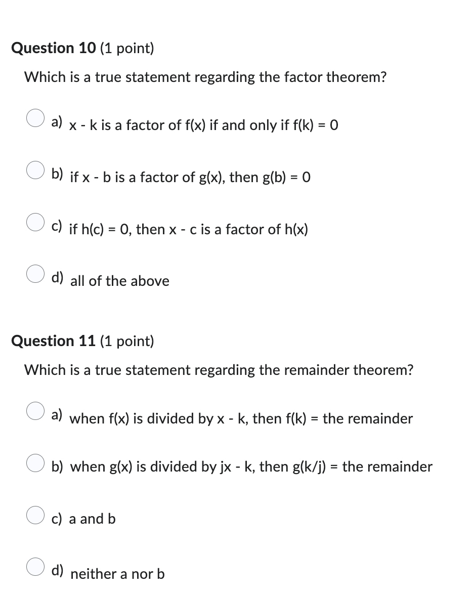 Select the correct answer for these 2 questions