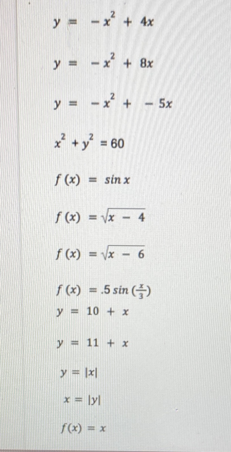 Describe the transformations of each function