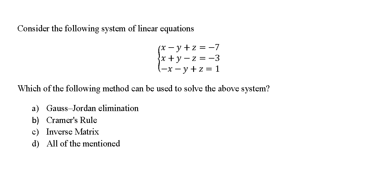con Consider the following system of linear