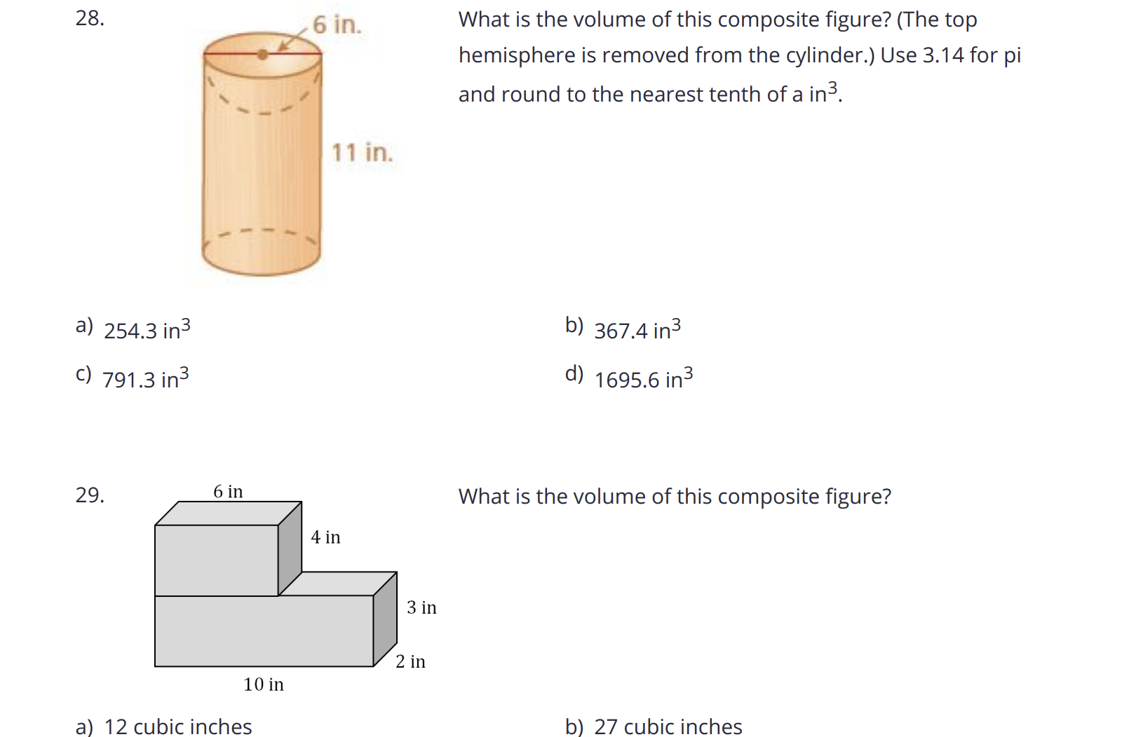 I need help finding the volume for composite