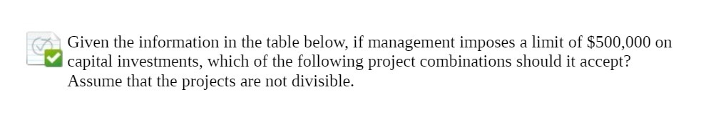 Given the information in the table below, if