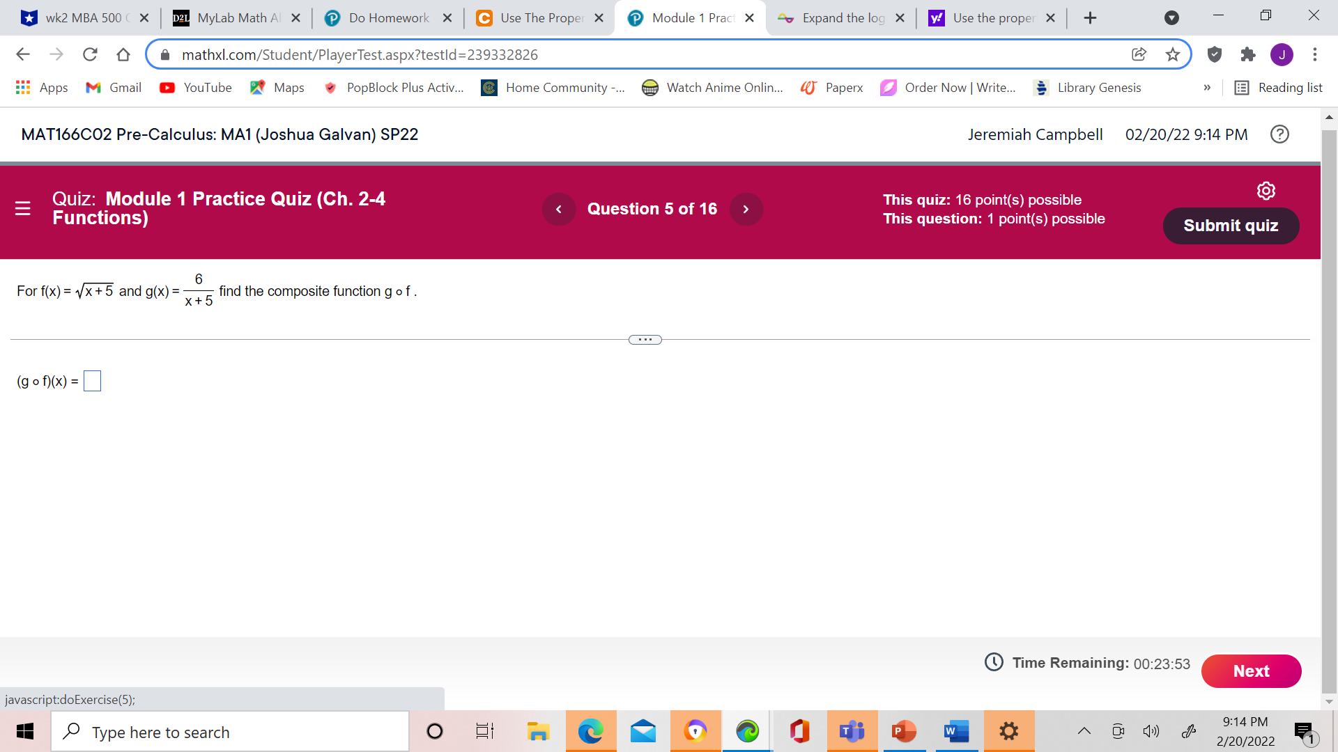 wk2 MBA 500 ( X D2L MyLab Math Al X P Do Homework