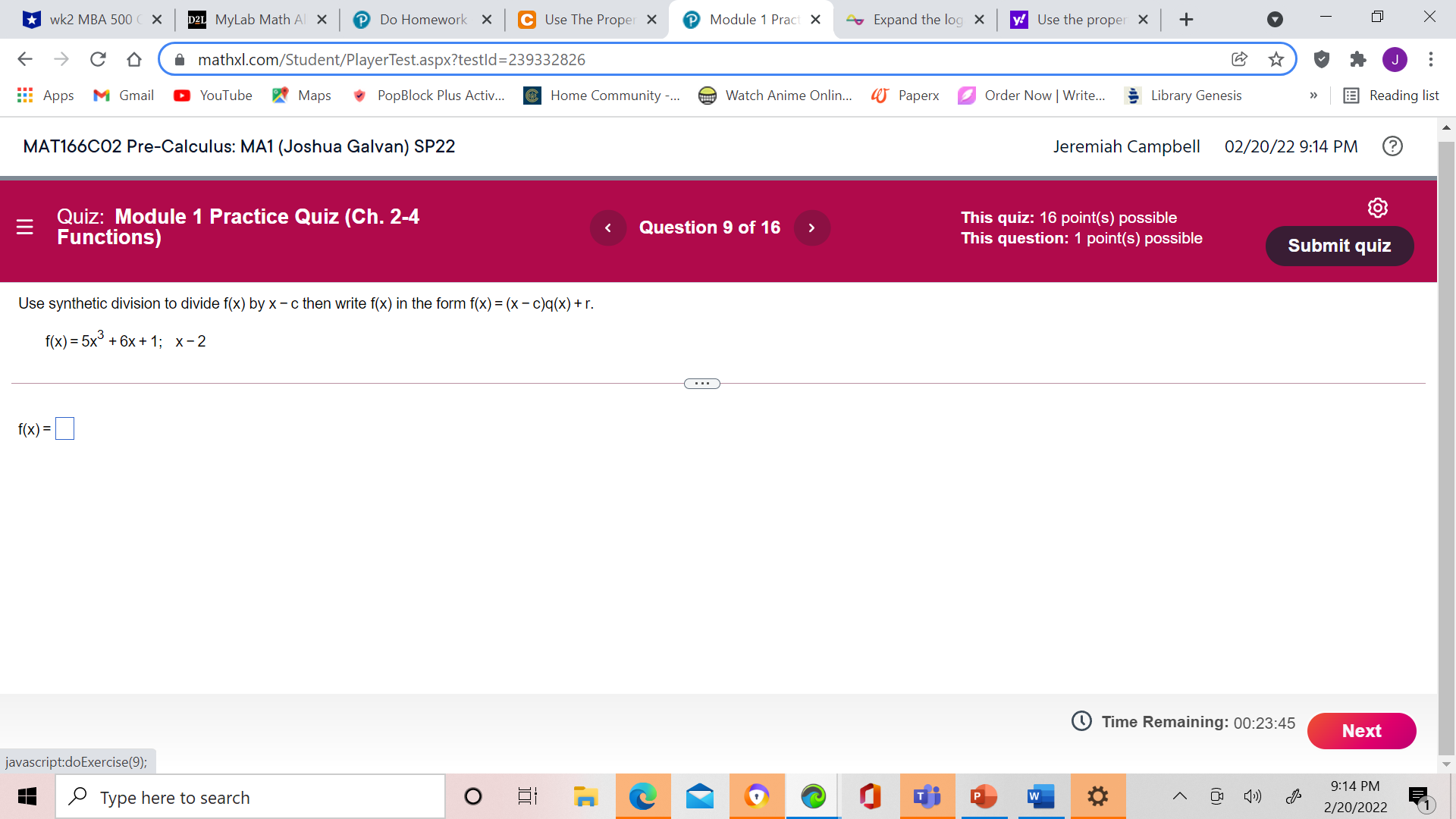 wk2 MBA 500 ( X D2L MyLab Math Al X P Do Homework
