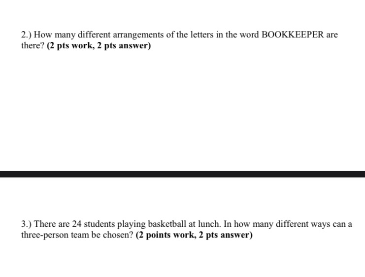 2.) How many different arrangements of the