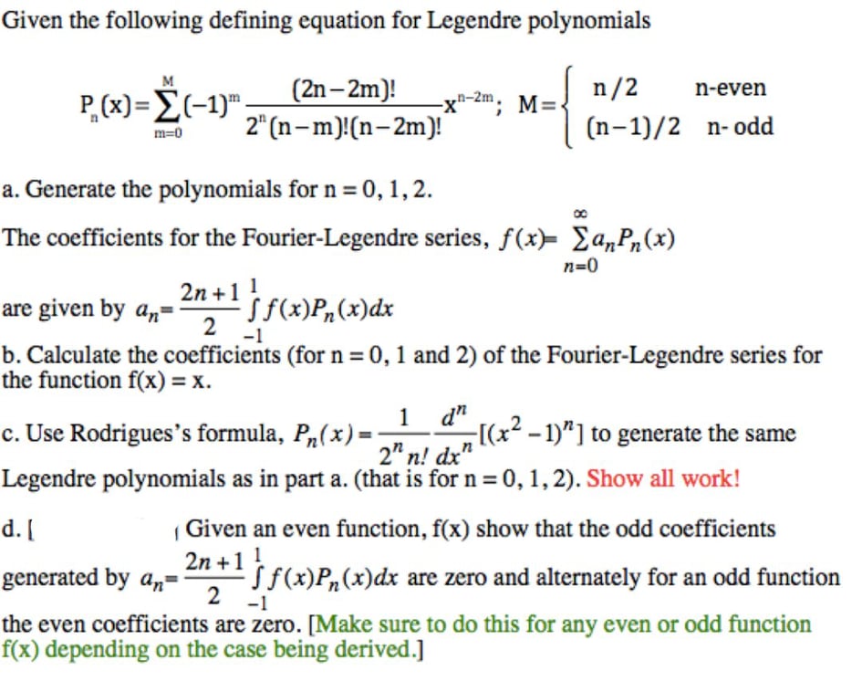 Given the following defining equation for
