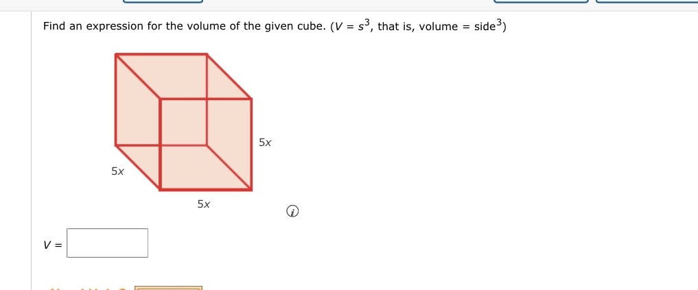 I Find an expression for the volume of the given
