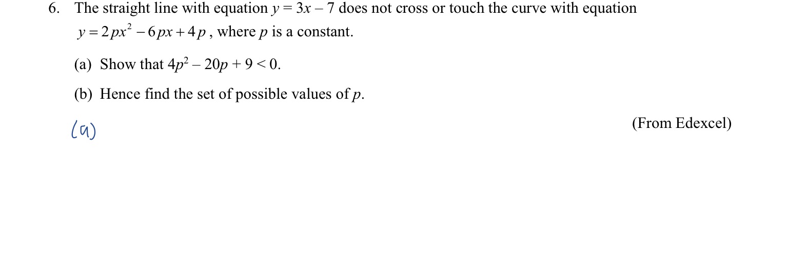 6. The straight line with equation y = 3x - 7