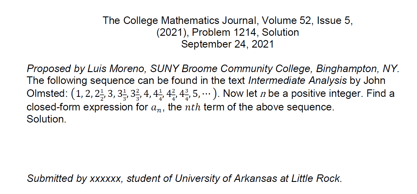 The College Mathematics Journal, Volume 52, Issue