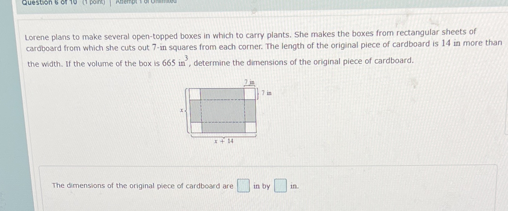 6 ty Question 6 of 10 (1 point) Attempt Lorene