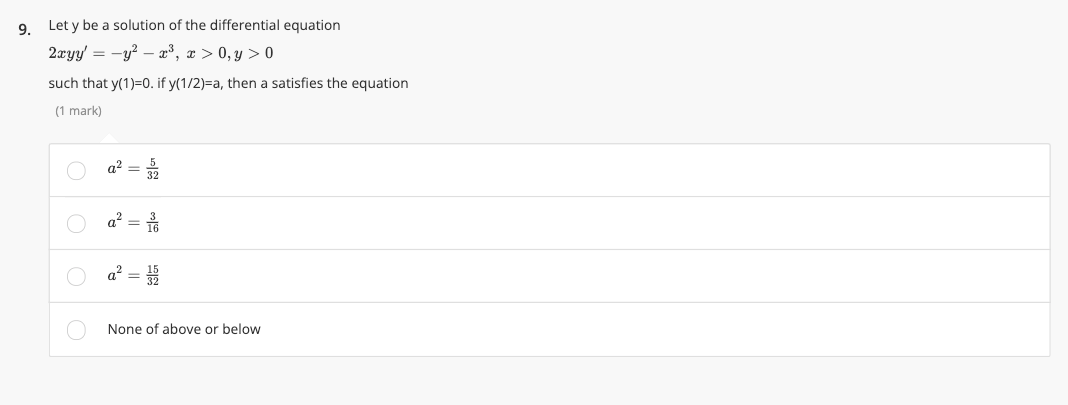 9. Let y be a solution of the differential