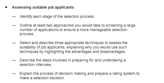Assessing suitable job applicants - Identify each