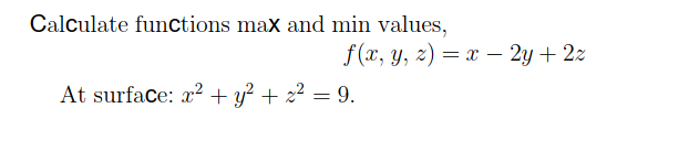 Calculate functioncs max and min values at sphere