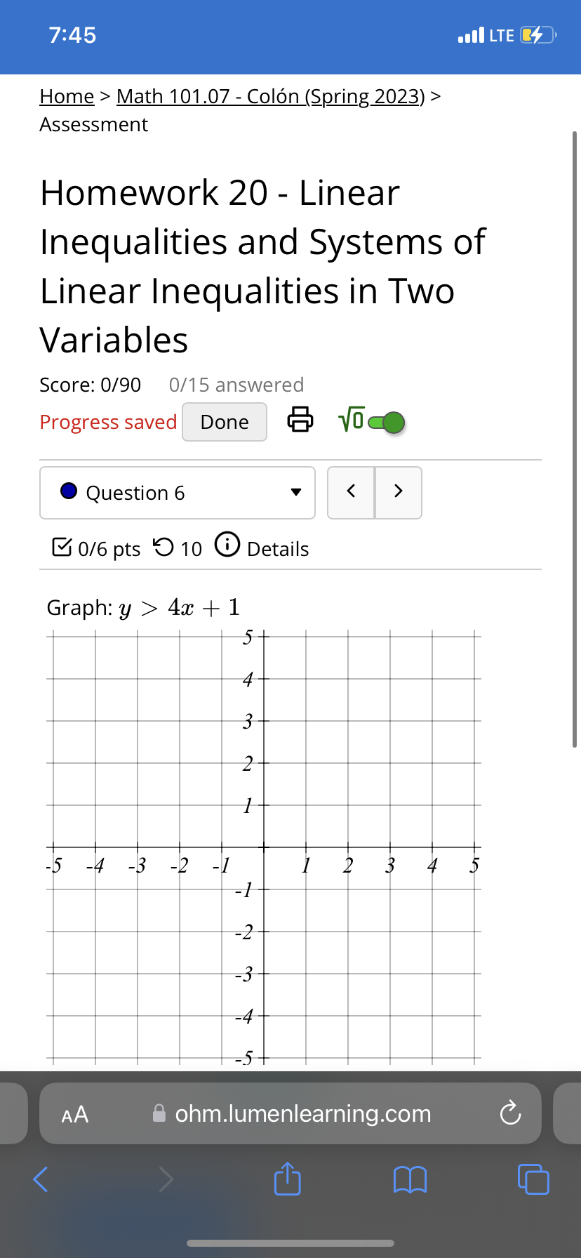 7:45 .. LTE 4 Home > Math 101.07 - Colon (Spring