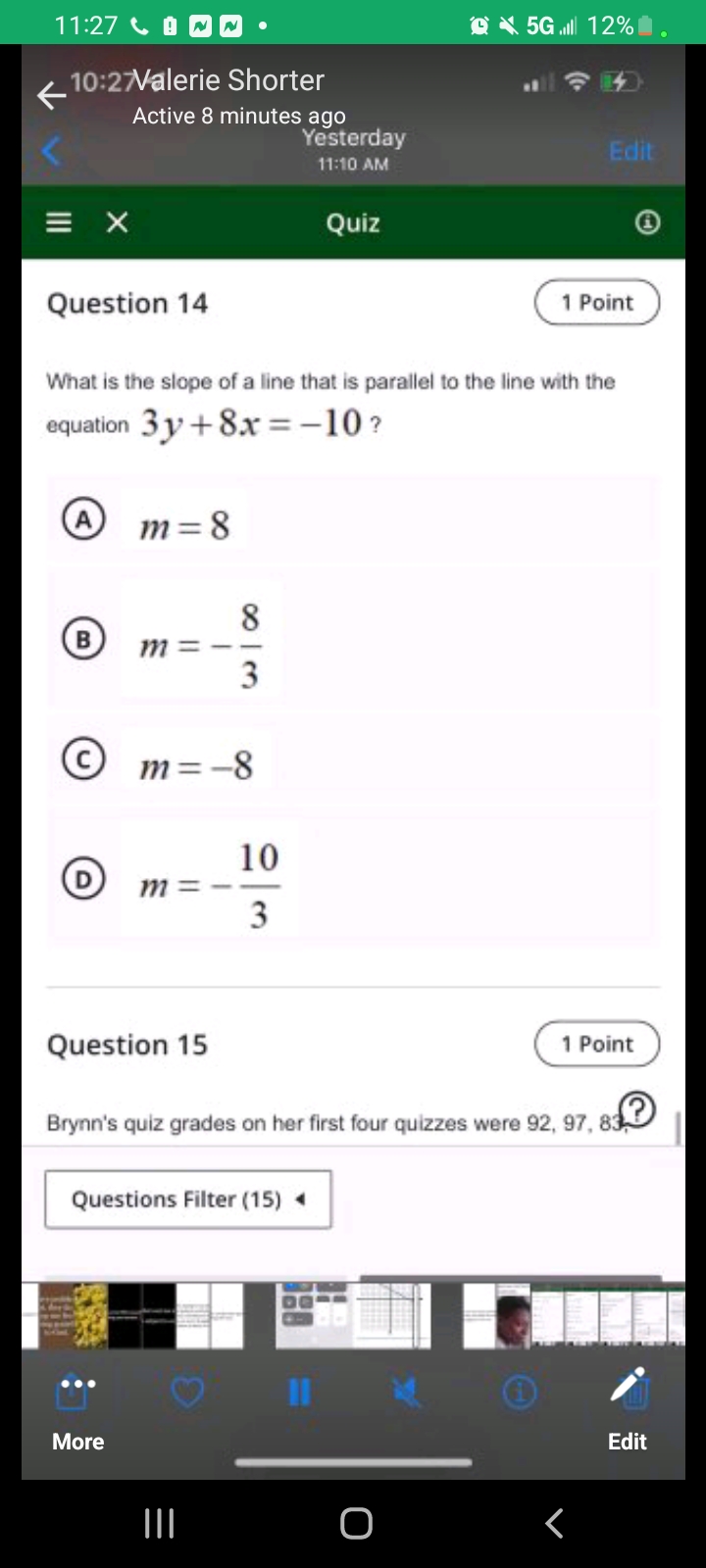 11:27 C B N N . 5G . 12% . < 10:27Valerie Shorter