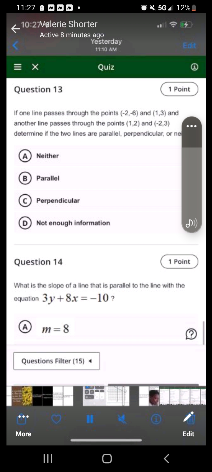 11:27 C B N N . 5G . 12% . < 10:27Valerie Shorter
