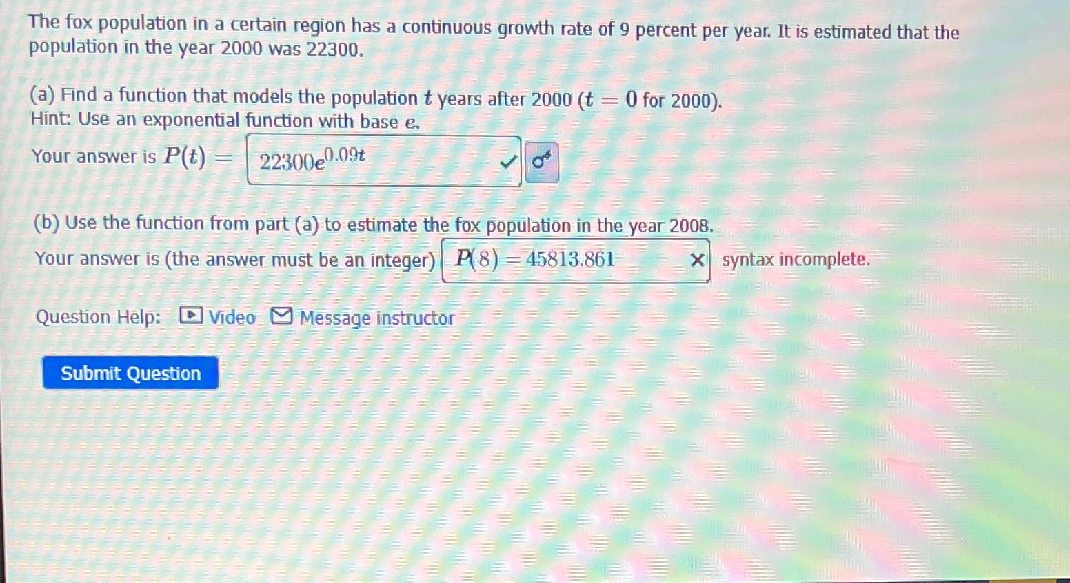 The fox population in a certain region has a