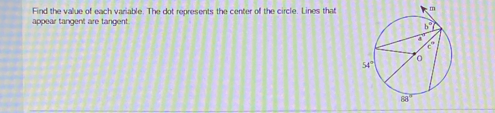 Question 12.2 Find the value of each variable.