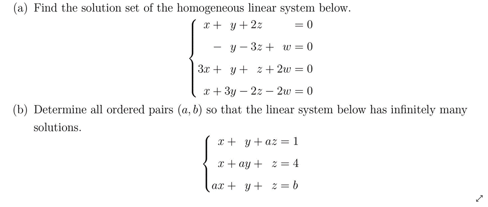(a) Find the solution set of the homogeneous