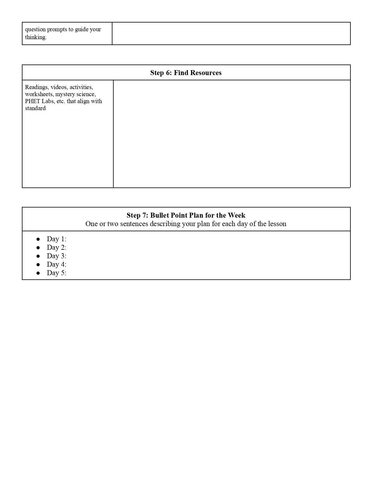 CEG Three-Dimensional Science Planning Document