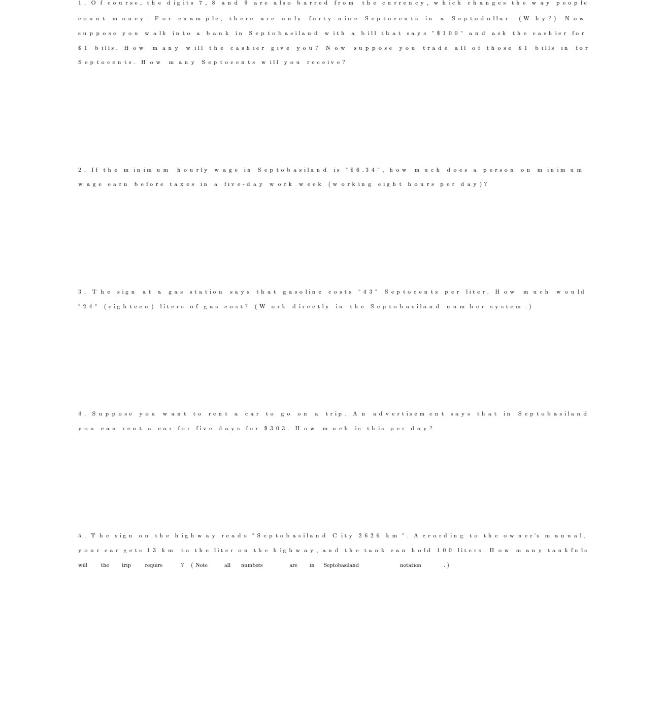 count money . For example, there forty -nine