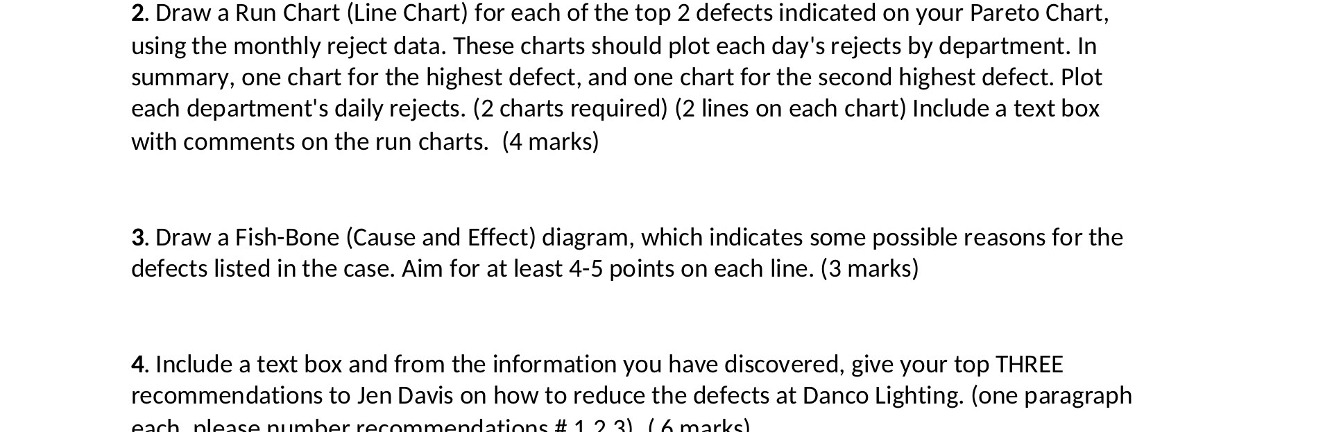 2. Draw a Run Chart (Line Chart) for each of the