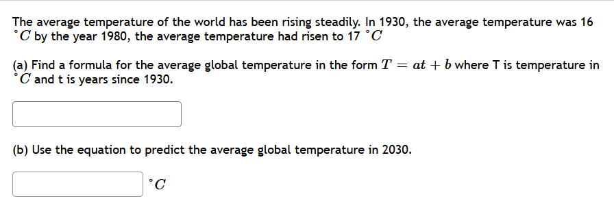 The average temperature of the world has been
