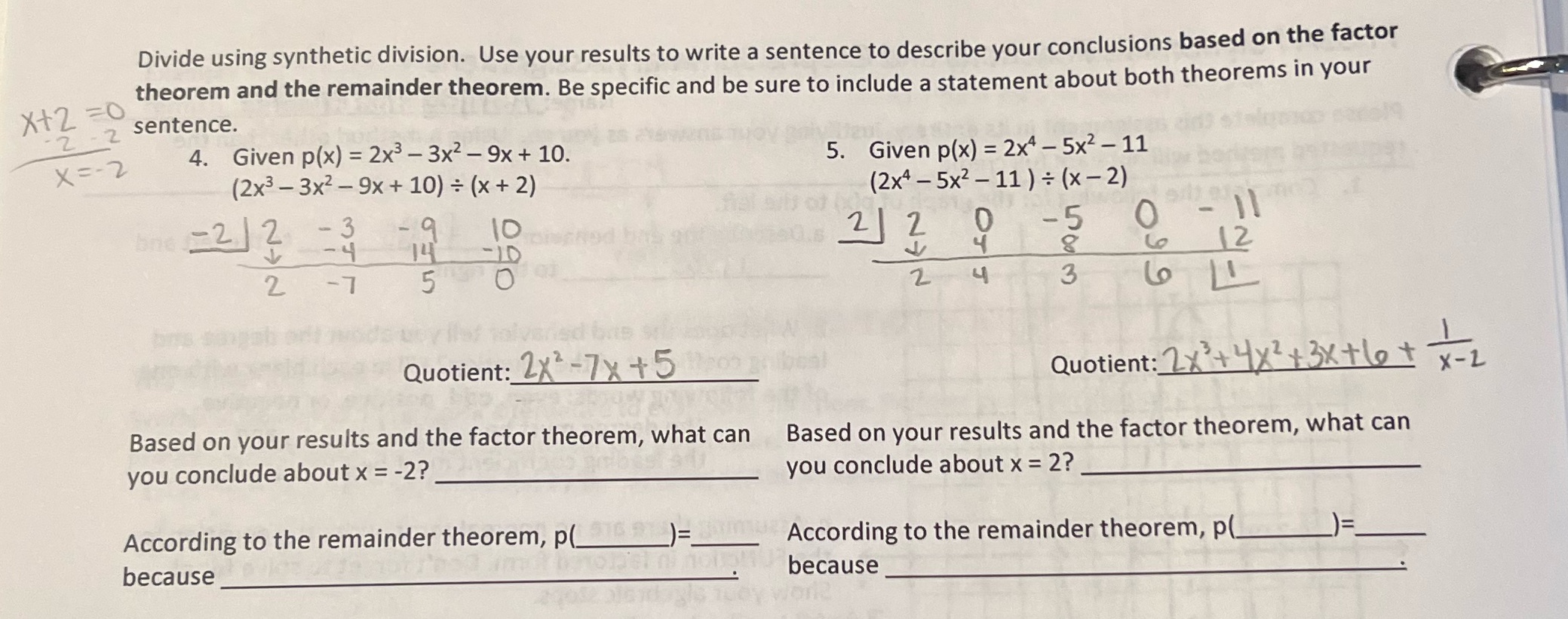 Please help me with numbers 4 & 5. Please verify