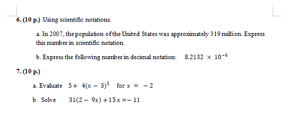 3. (10p.) Perform the indicated operations.