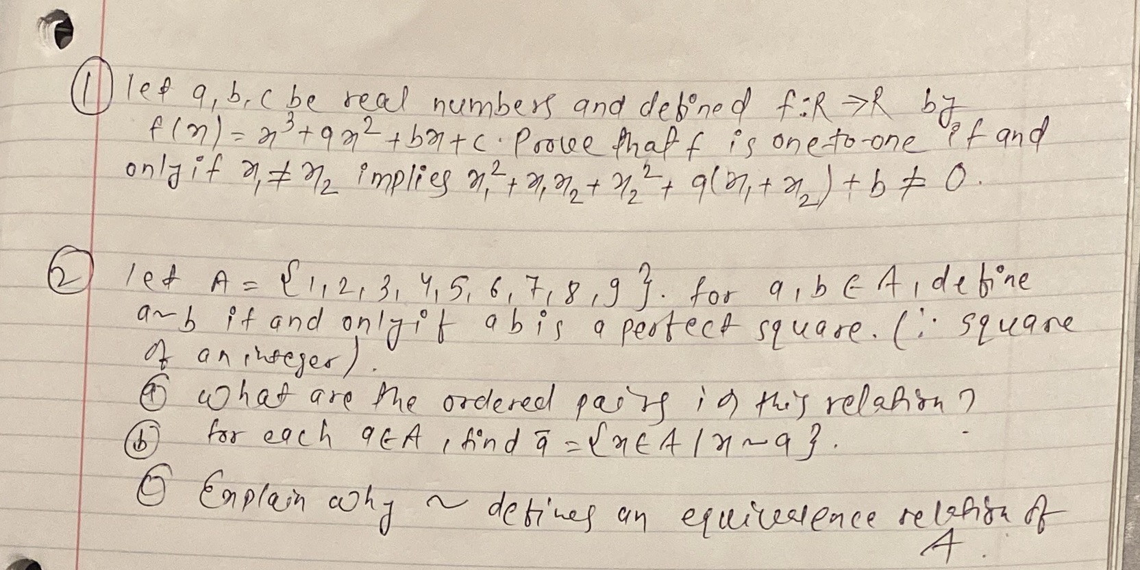 let q, b, c be real numbers and deboned f:R JR by