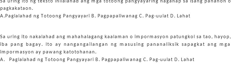 ba uring lto ng teksto fillalanad ang ma totoong