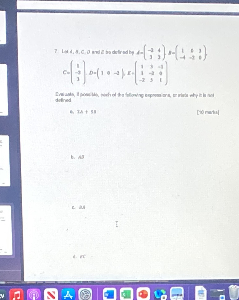 All calculations must be shown to earn for marks.