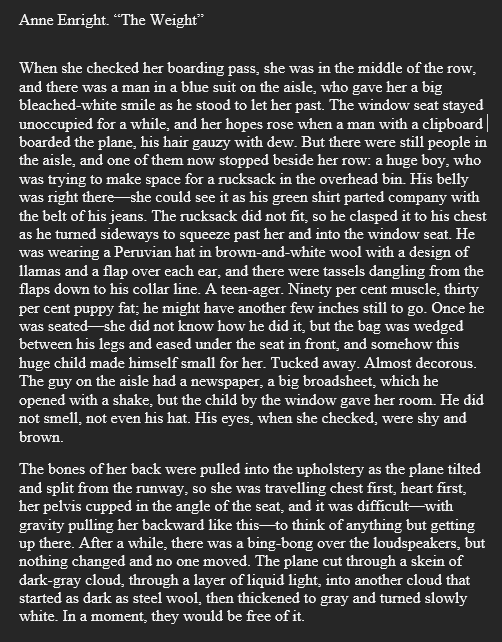 Anne Enright. "The Weight". Anne Enright. \"The