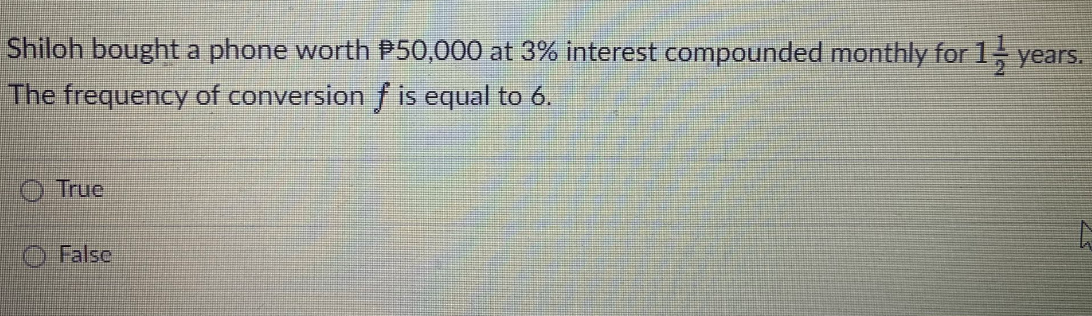Shiloh bought a phone worth P50,000 at 3%