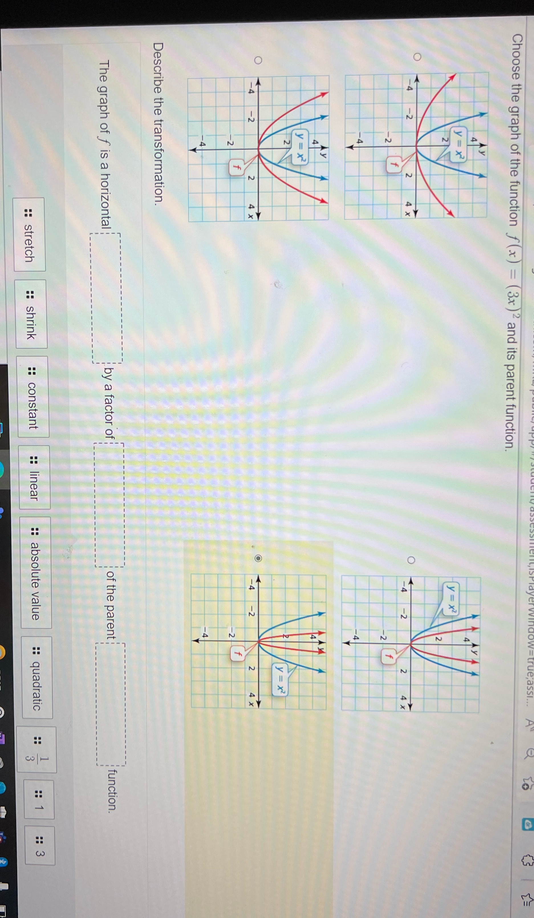 Help A" Choose the graph of the function f (x ) =