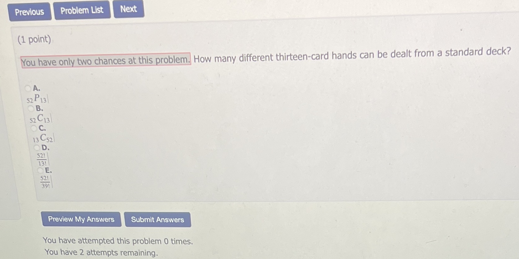 Previous Problem List Next (1 point) You have