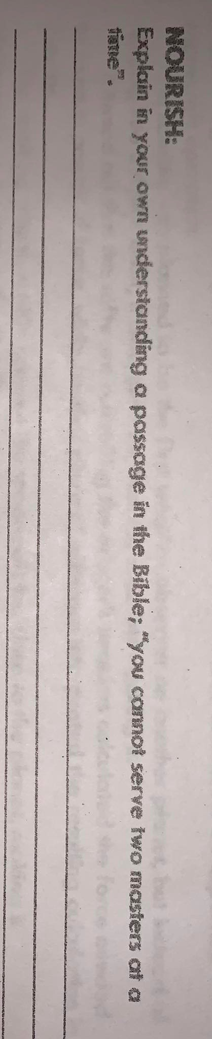 NOURISH: Explain in your own understanding a