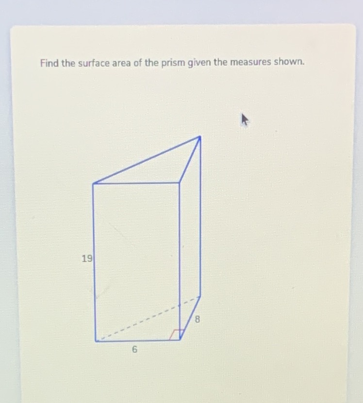 Find the surface area of the prism given the