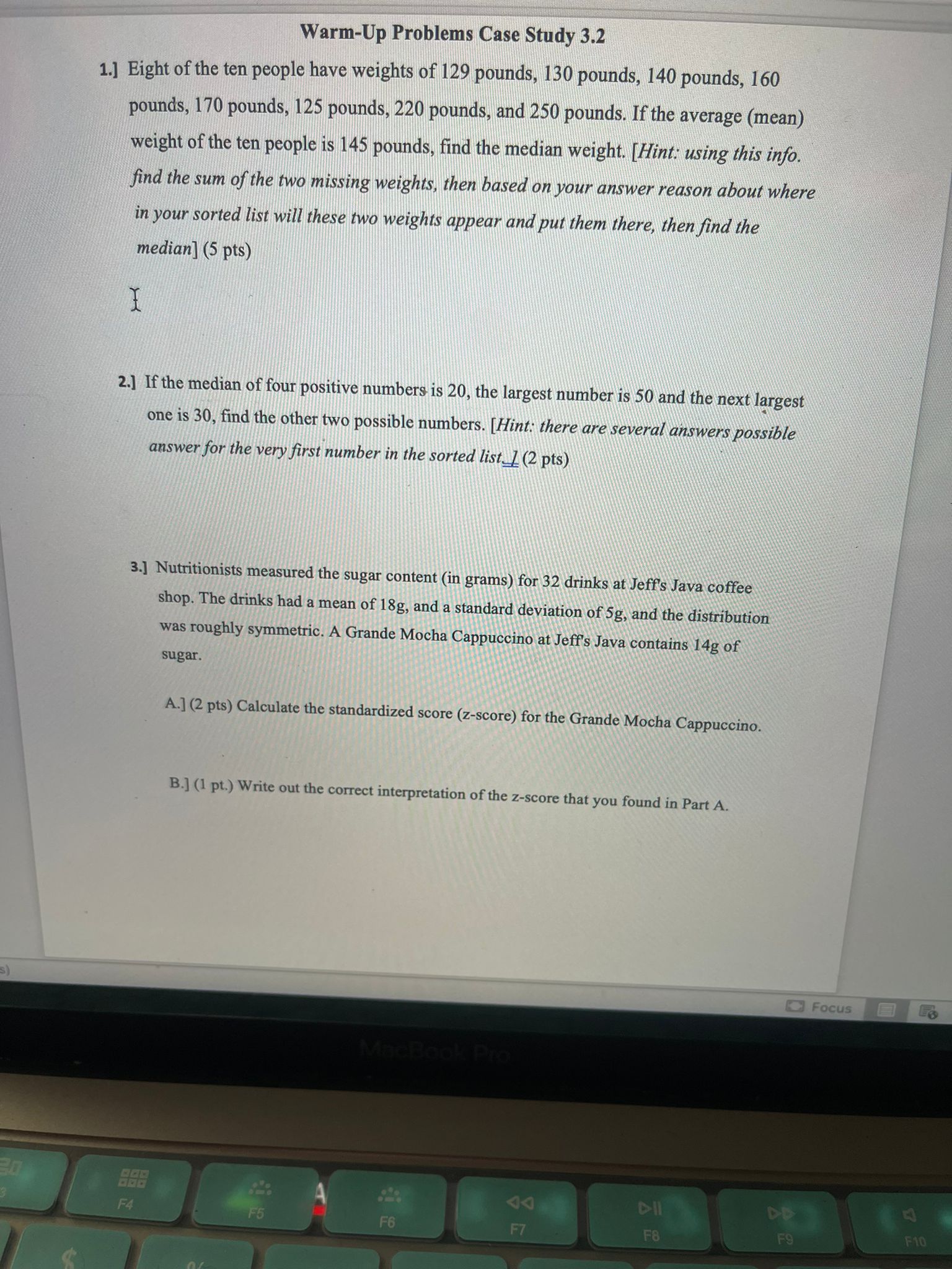 Warm-Up Problems Case Study 3.2 1.] Eight of the