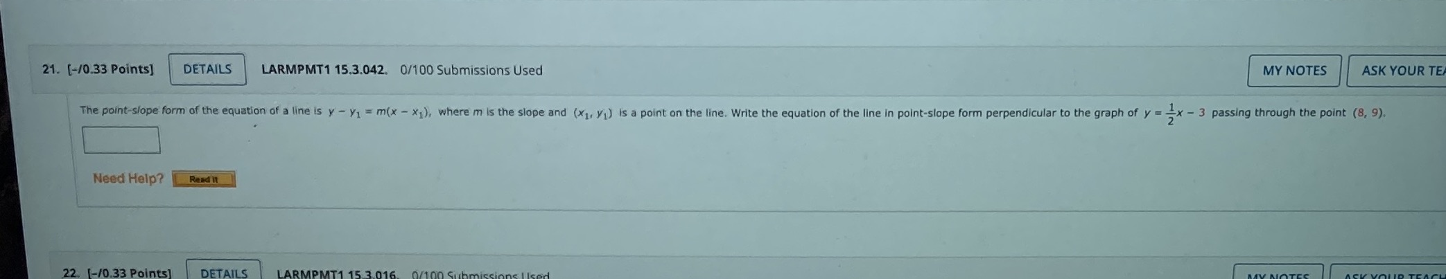 21. [-/0.33 Points] DETAILS LARMPMT1 15.3.042.