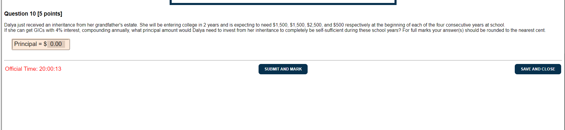 Question 10 [5 points] Dalya just received an