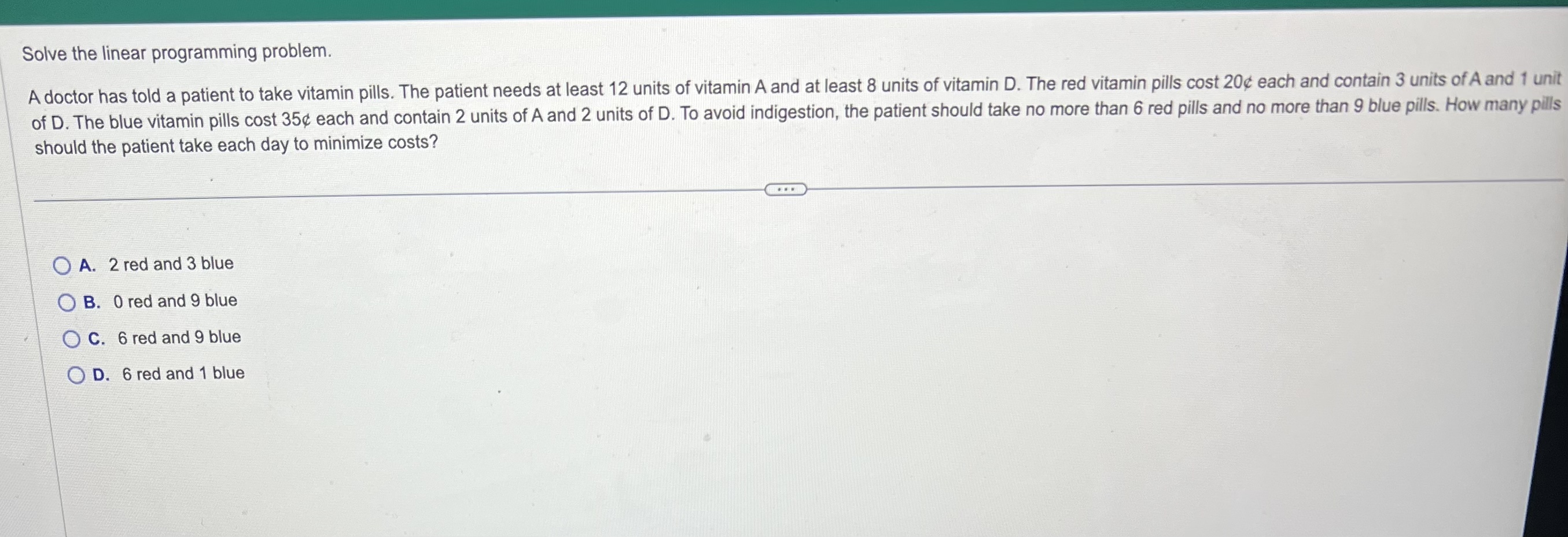 Solve the linear programming problem. A doctor
