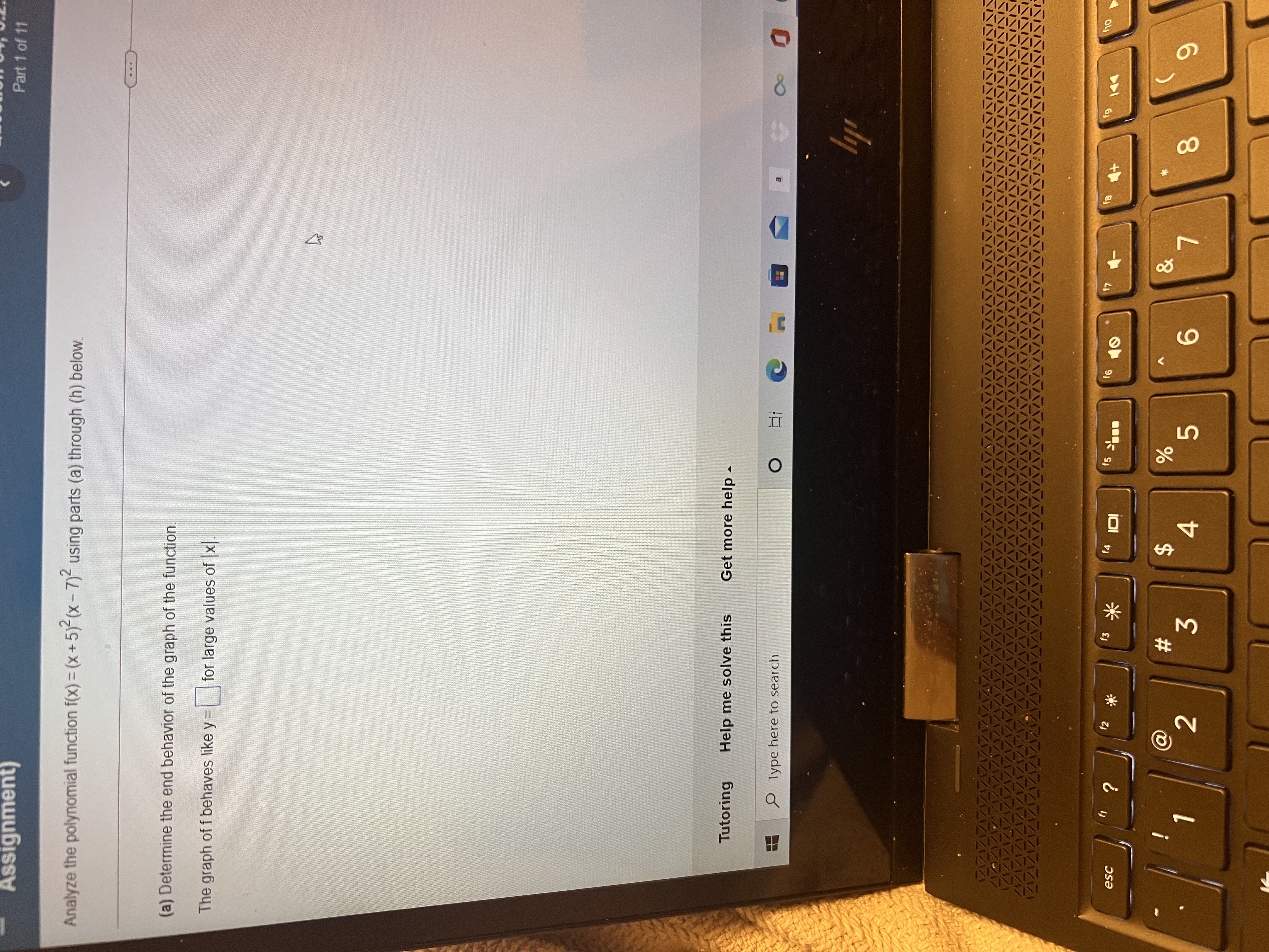 Assignment) Part 1 of 11 Analyze the polynomial