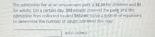 The admission fee al an amusement park is $1.50