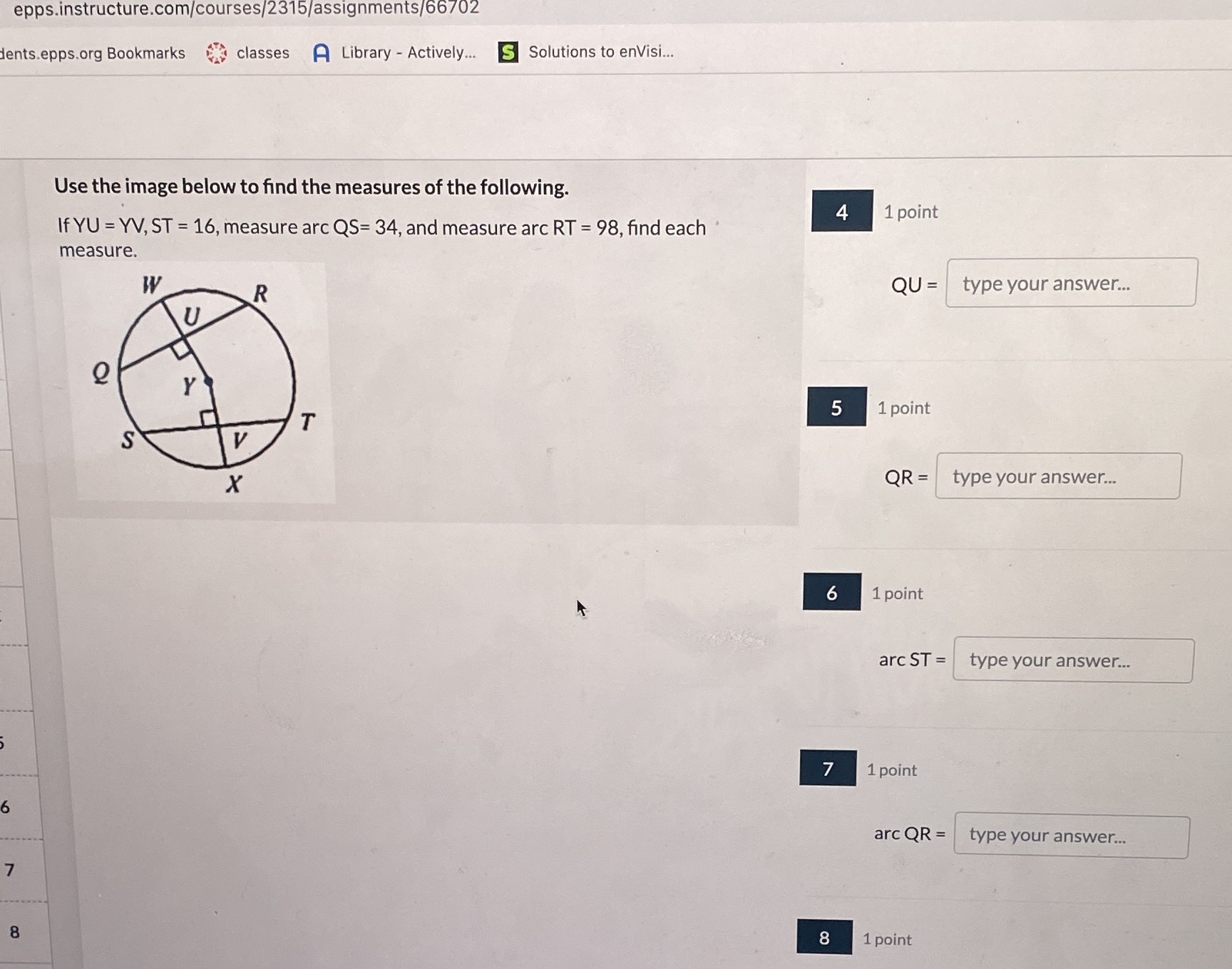 Directions on screen find each measure