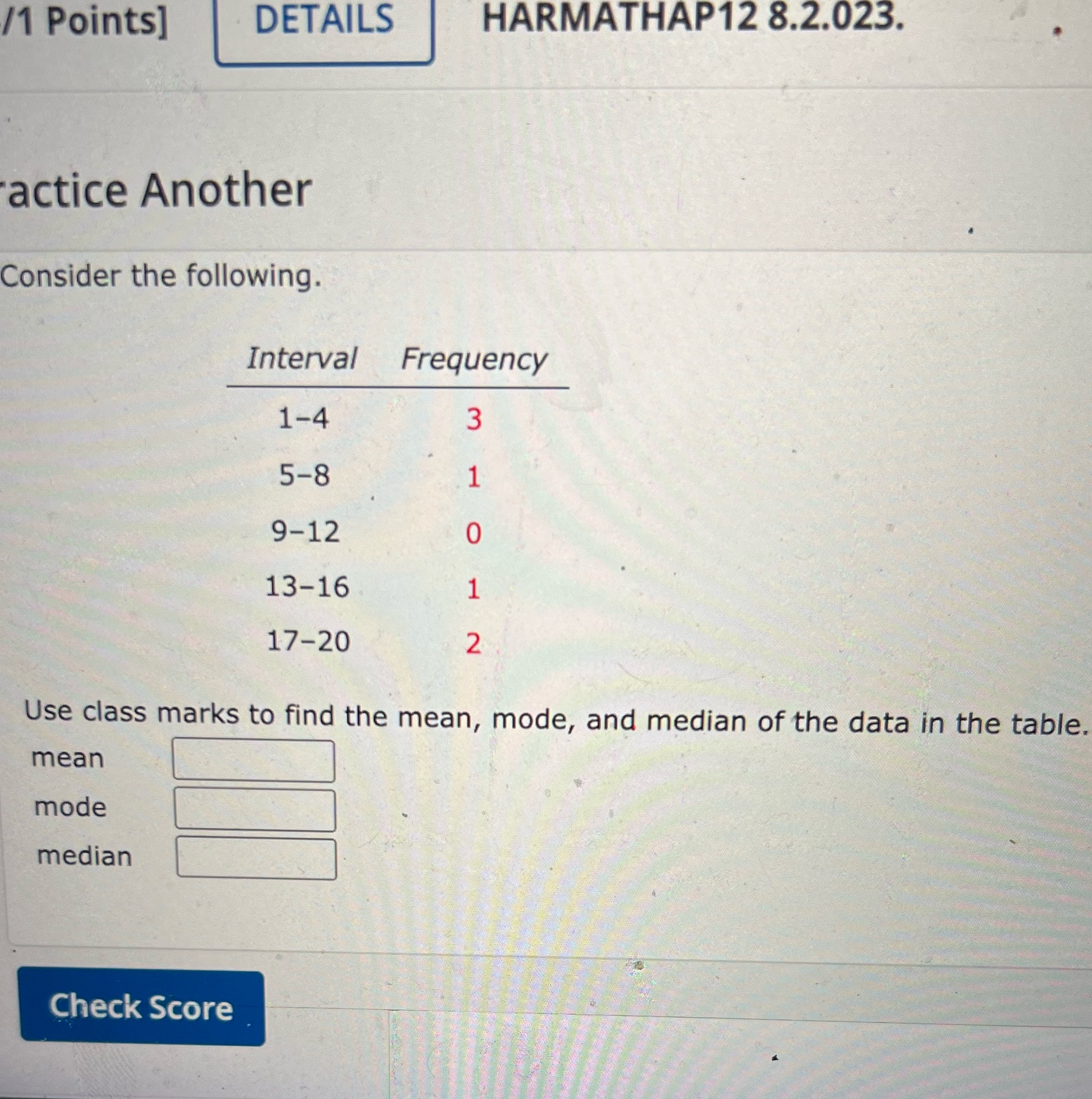 /1 Points] DETAILS HARMATHAP12 8.2.023. actice