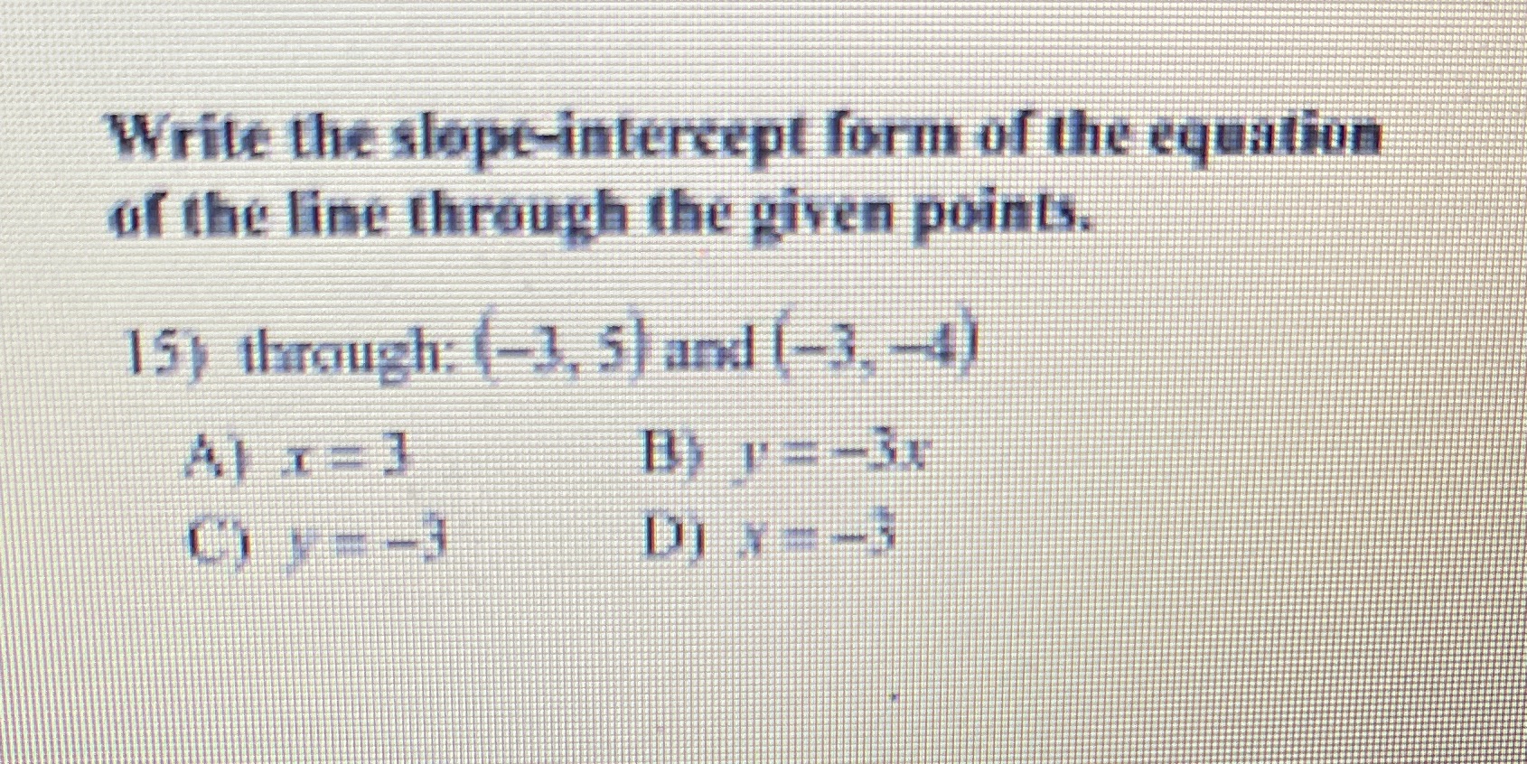 Write the slope-intercept form of the equation of