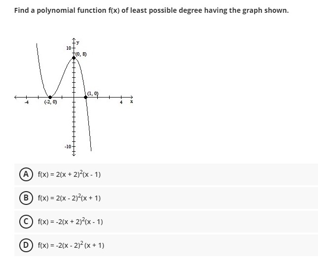 Find a polynomial function x} of least possible
